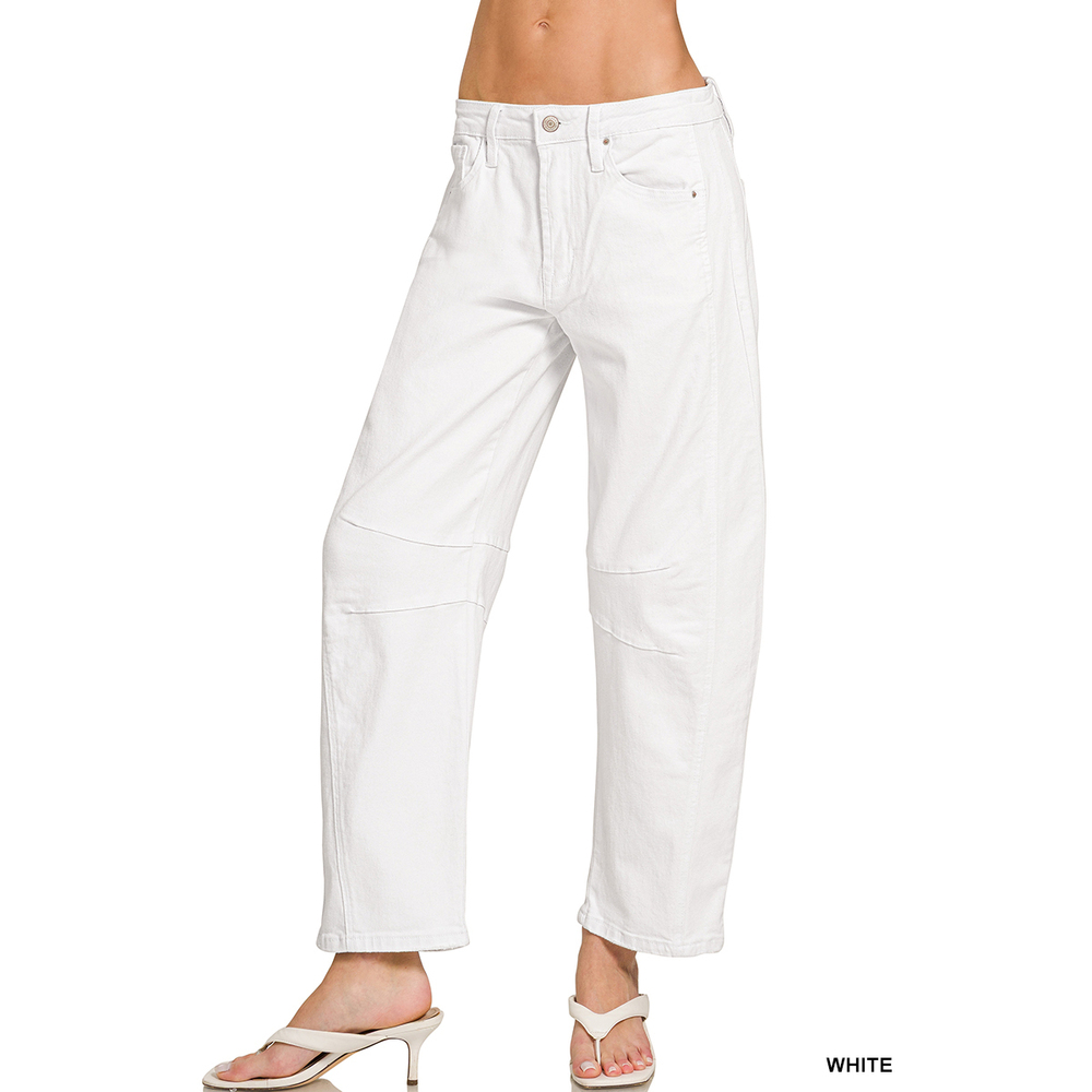 Z3 WHITE Zenana Barrel-Leg Color Denim Pants Various Sizes